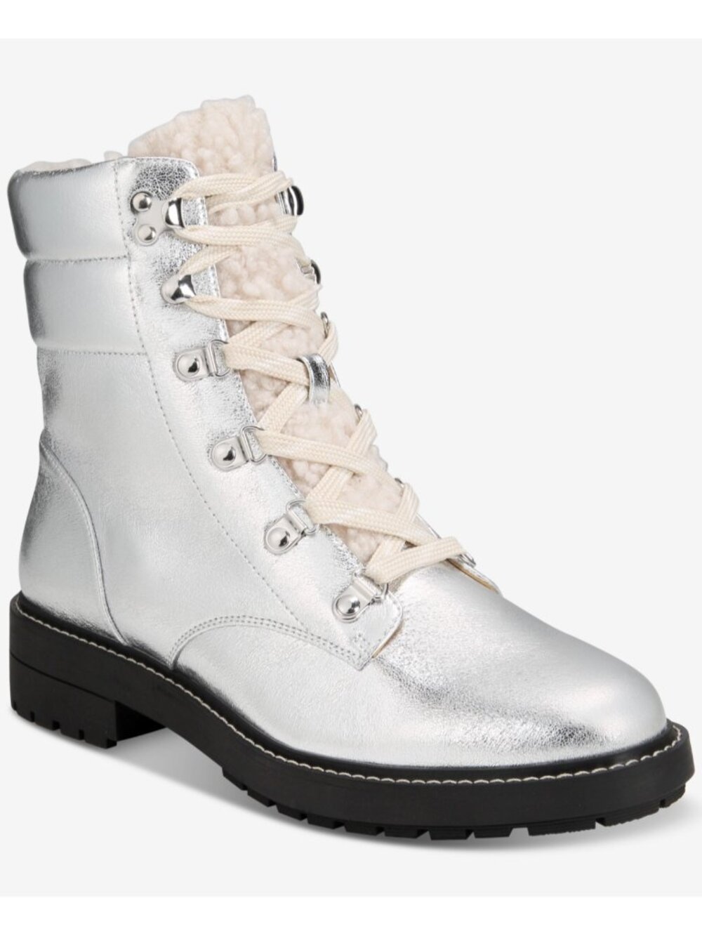 On 34th Women's Tandi Lace-Up Booties Silver Texture Size 8 M
